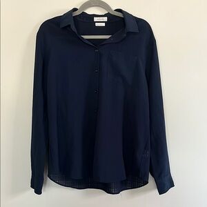 Van Heusen Blue Button Down Shirt with Pointed Collar